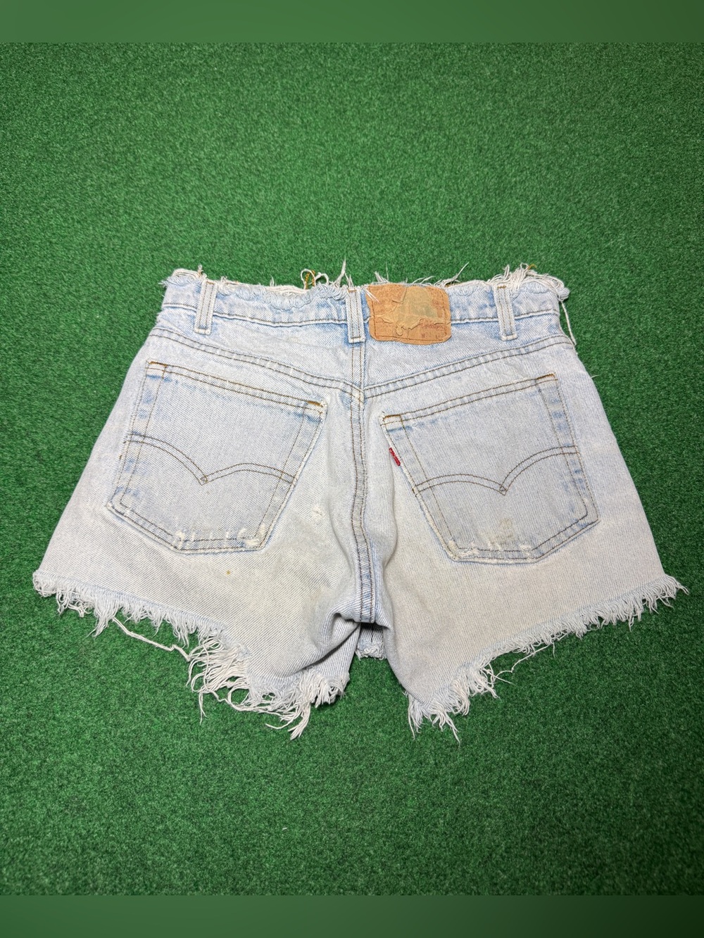 Levis Vintage Cut Off Jorts 70s Thrashed 28 Denim Shorts Light Wash Punk 3”
